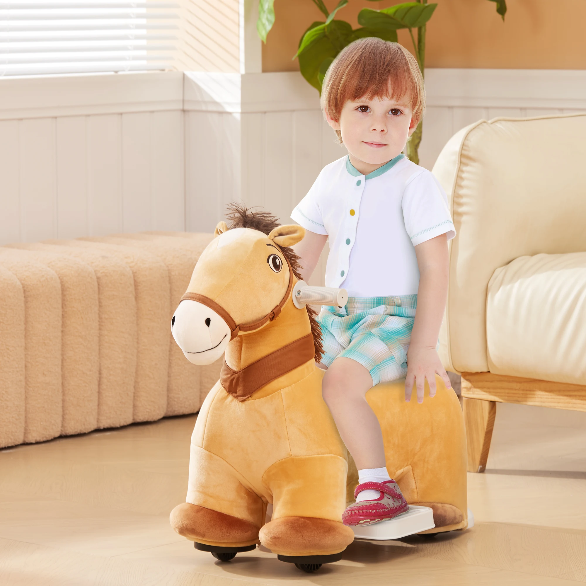 AIYAPLAY 6V Auto elettrica a forma di cavallo per bambini 2 km/h Veicolo per bambini con musica