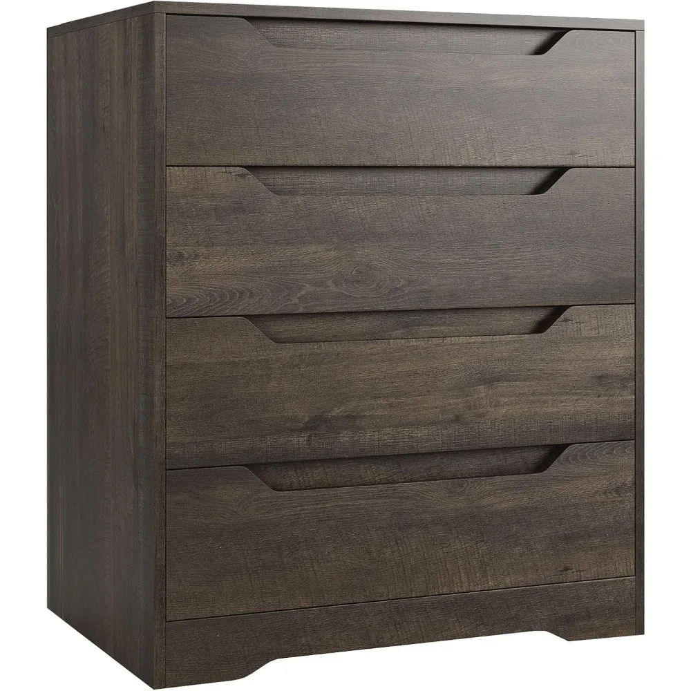 

4 Drawers Dresser, Farmhouse Chest of Drawers with Cut-Out Handles, Small Dressers with Drawers,