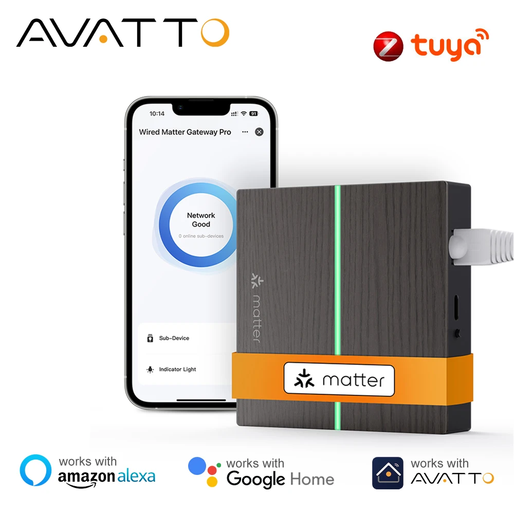 

AVATTO Tuya Matter Smart Gateway Hub ZigBee Smart Home Bridge Проводной пульт дистанционного управления работает с HomeKit, Google Home, Alexa