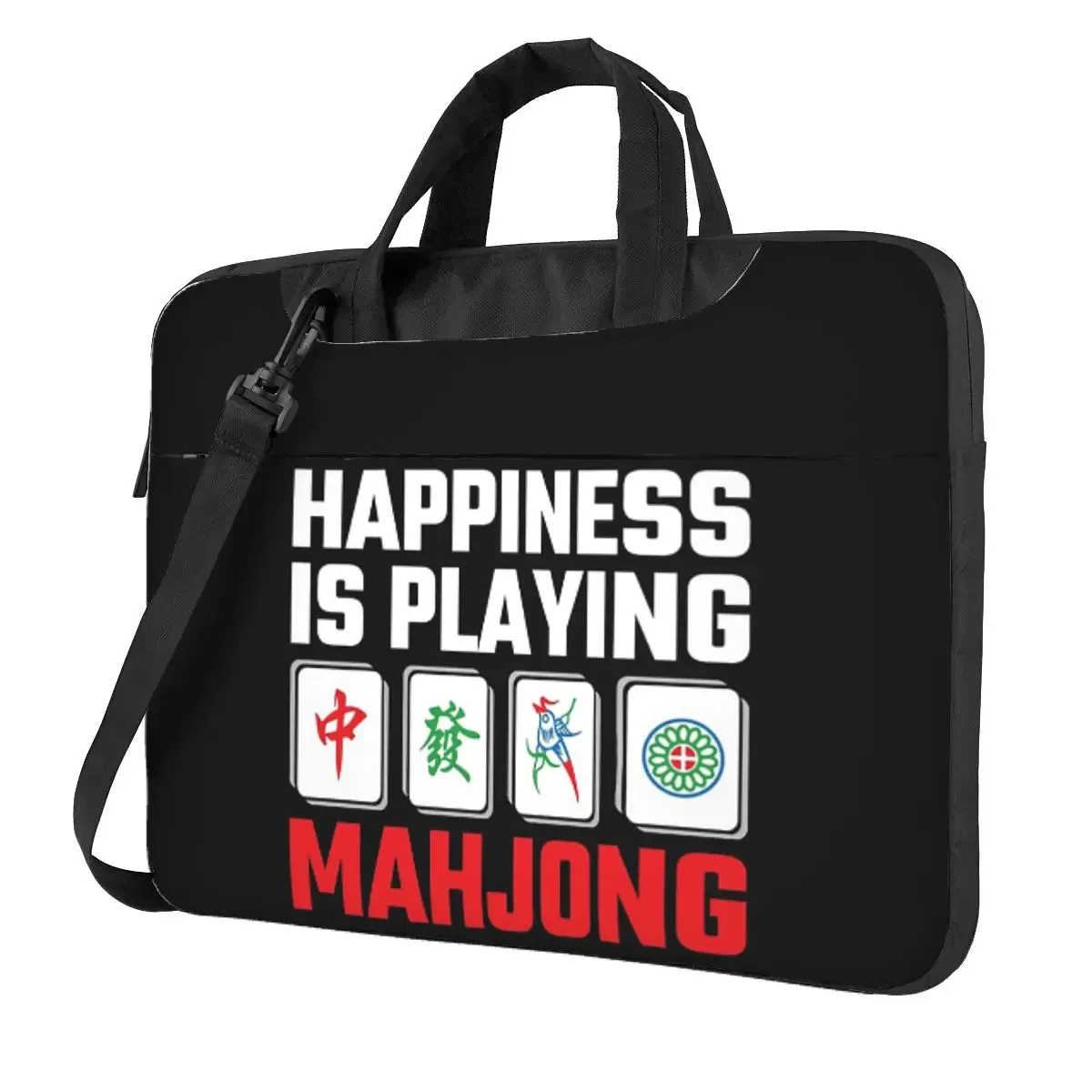 Happiness Is Playing Mahjong Tiles Party Game Crossbody Laptop Bag Case Computer Bag 13 14 15.6 Inch Notebook Pouch for Macbook