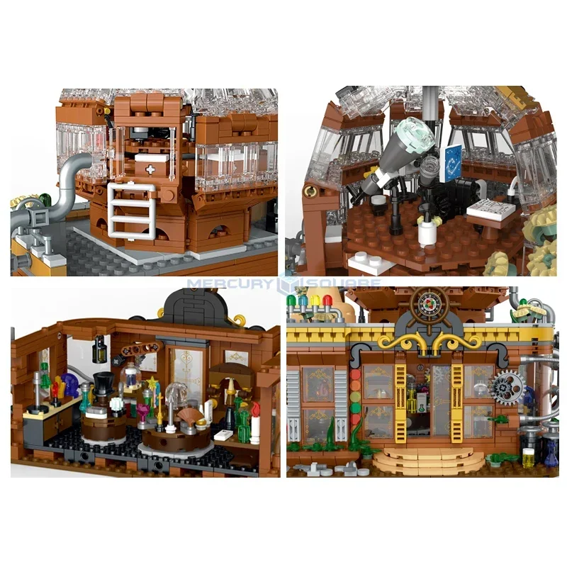 Steampunk Magic Shop Model Building Blocks Medieval Street View MOC 020202 Modular Architecture Bricks Set Gift Ideas Toy Kids