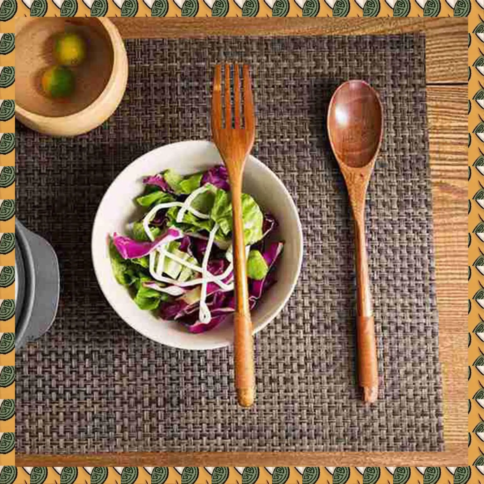 

A77I 40 Pcs Wooden 9 Inch Japanese Spoon Fork Set Kitchen Tableware Natural Wood Cutlery Wooden Dinner Cutlery Set