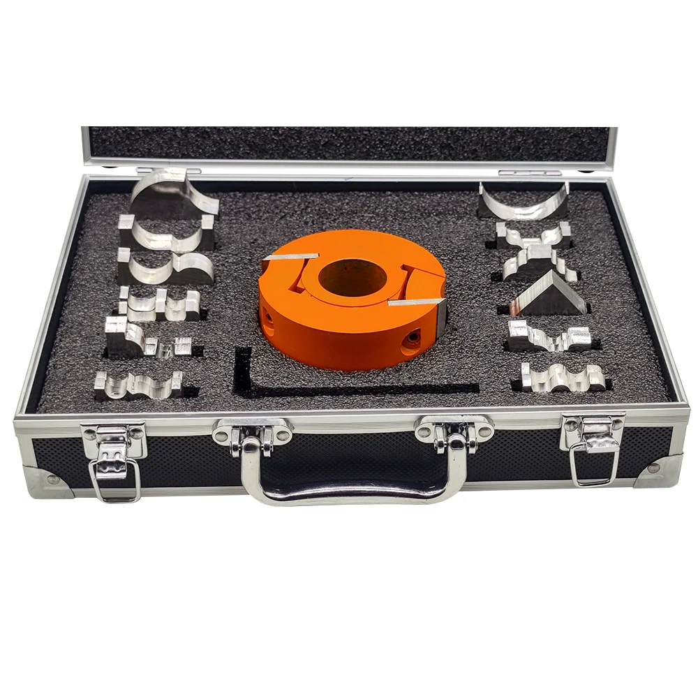 

NEW 12-Piece Set Replaceable Blade Vertical Shaft Milling Cutters Four-Sided Planing Shaping Woodworking Knife Crimping Tool Set