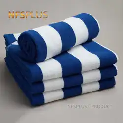 100% Cotton Beach Towel 80x150cm Blue White Striped Luxury Heavy Thick Terry 650g Absorbent Hotel Bathroom Bath Towel for Adults