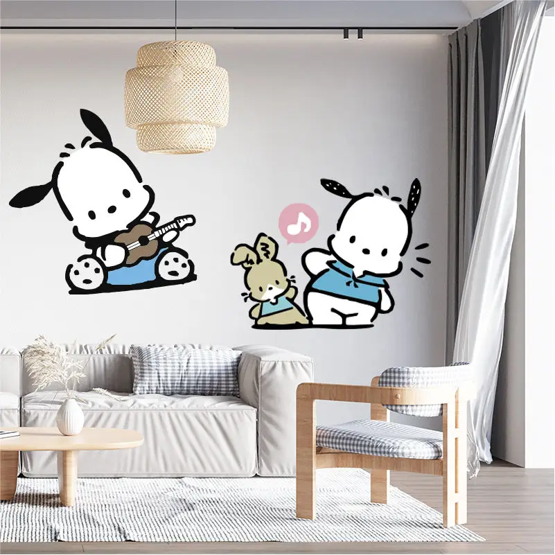 Sanrio Pochacco Wall Paper Cartoon Anime Pochacco Dog Wall Sticker Kids Bedroom Window Car Waterproof Self Adhesive Sticker