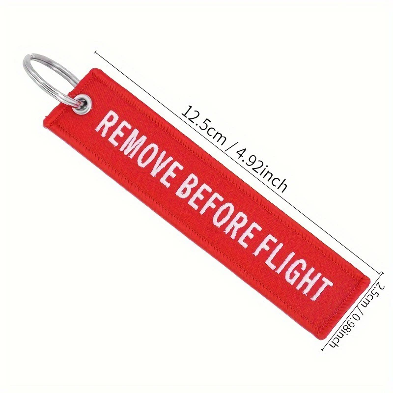 3 Pcs Aviation Embroidered Backpack Keychains Mobile Phone Remove Before Flight Keychain