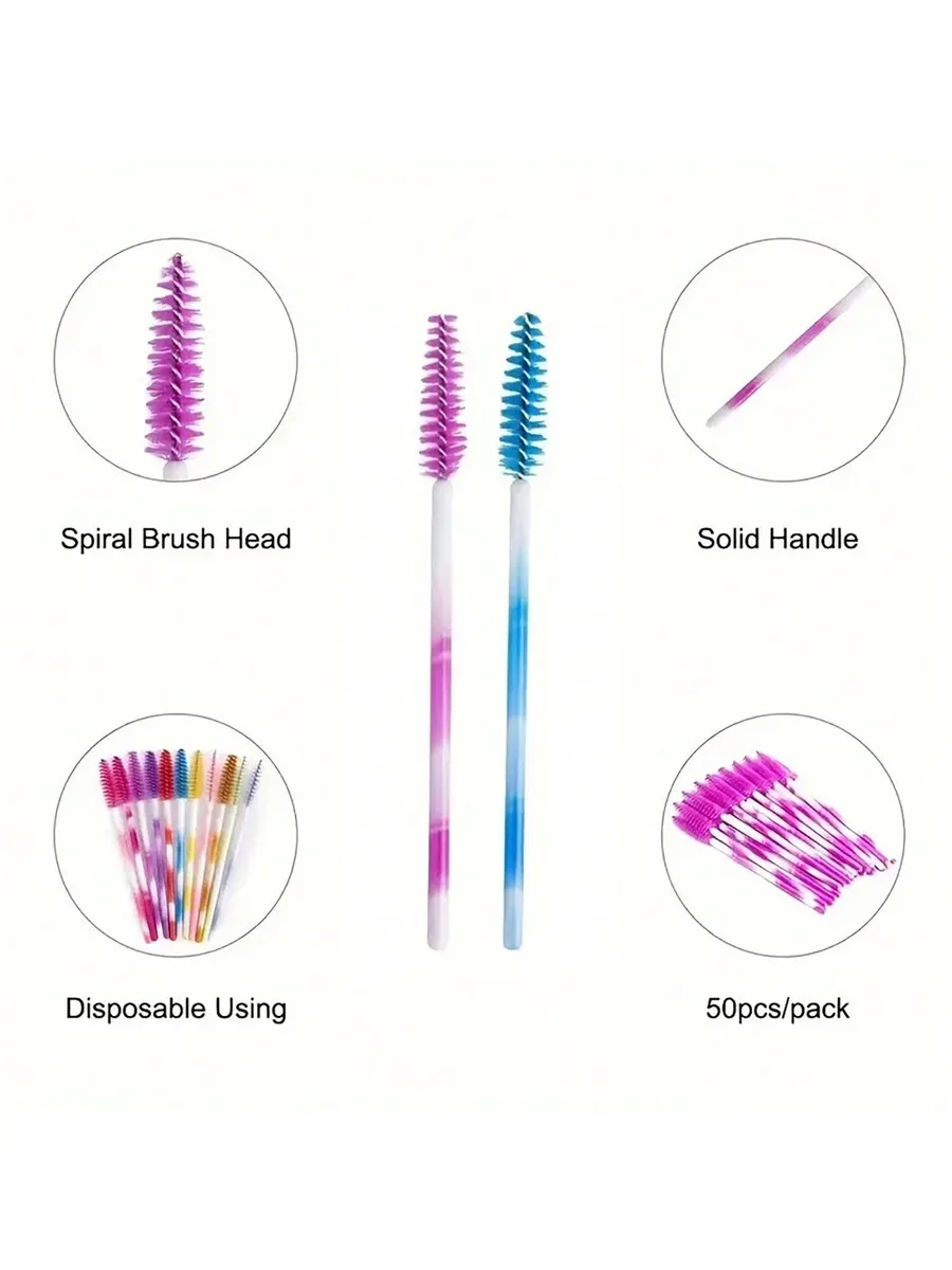 50pcs Disposable Spiral Eyelash Brushes For Eyebrows And Eyelashes Makeup Application Spoolie Tools