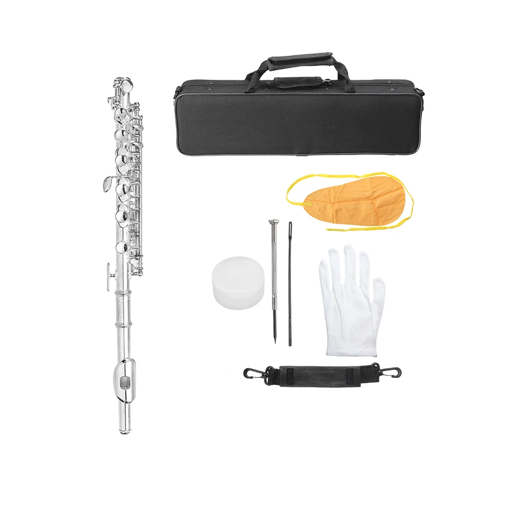 

Nickel Plated C Key Piccolo With Case Cleaning Rod Cloth Gloves Cupronickel Piccolo Set Musical Instruments For Beginner