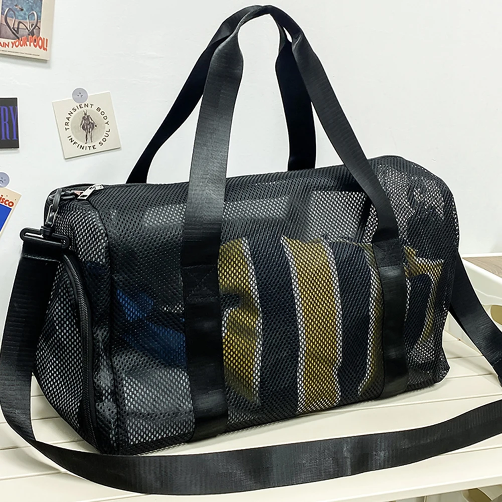 Bolsa de Viaje de Malla, Bolsa de Fin de Semana con Compartimento para Zapatos, Bolsa Deportiva de Gran Capacidad para Natación, Playa y Campamento