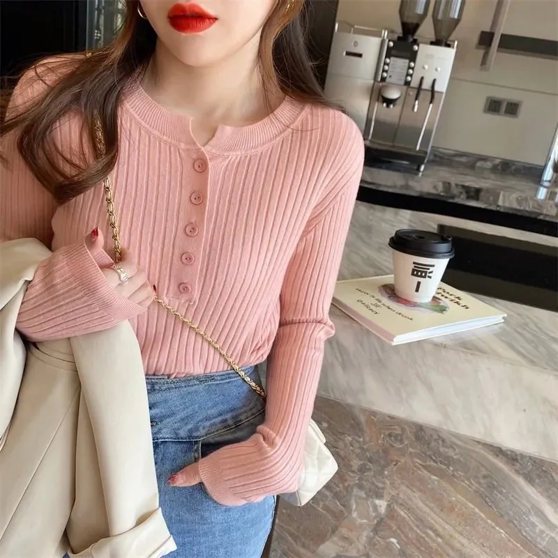 Women Autumn 2024 New Sweater Slim Fit Long Sleeve Knitted Bottoming Shirt Inner Wear Top Fashion Jumpers Clothes Slimming Sweat