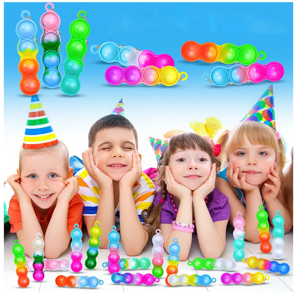 10/30/80PCS for Kids Adult Bulk Pop Keychain Sensory Fidget Toys Bubble Stress Relief Toys Party Favors Classroom Students Gifts