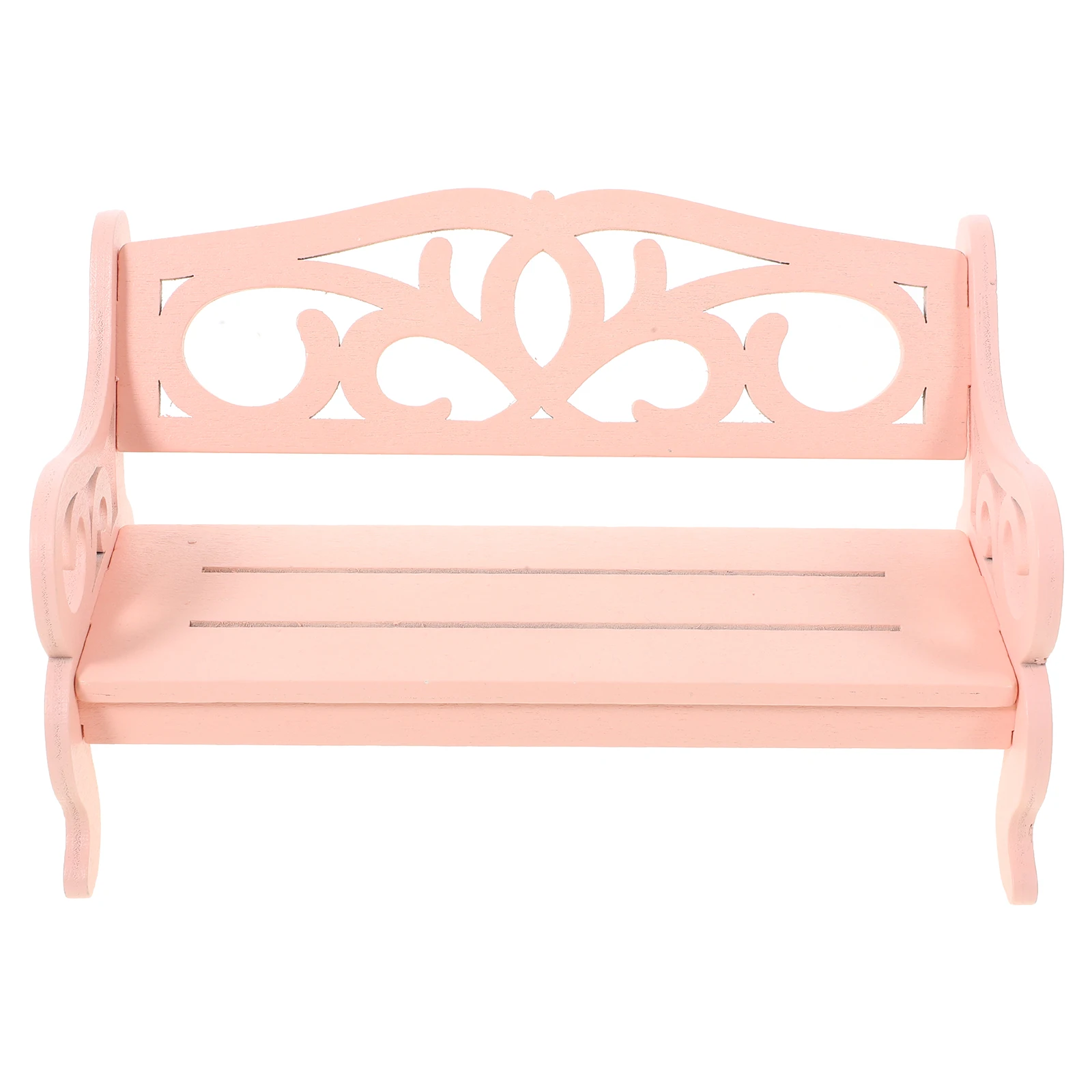

2 Pcs Girl Heart Small Pink Chair Decoration Miniatures Boxwood Dollhouse Accessories