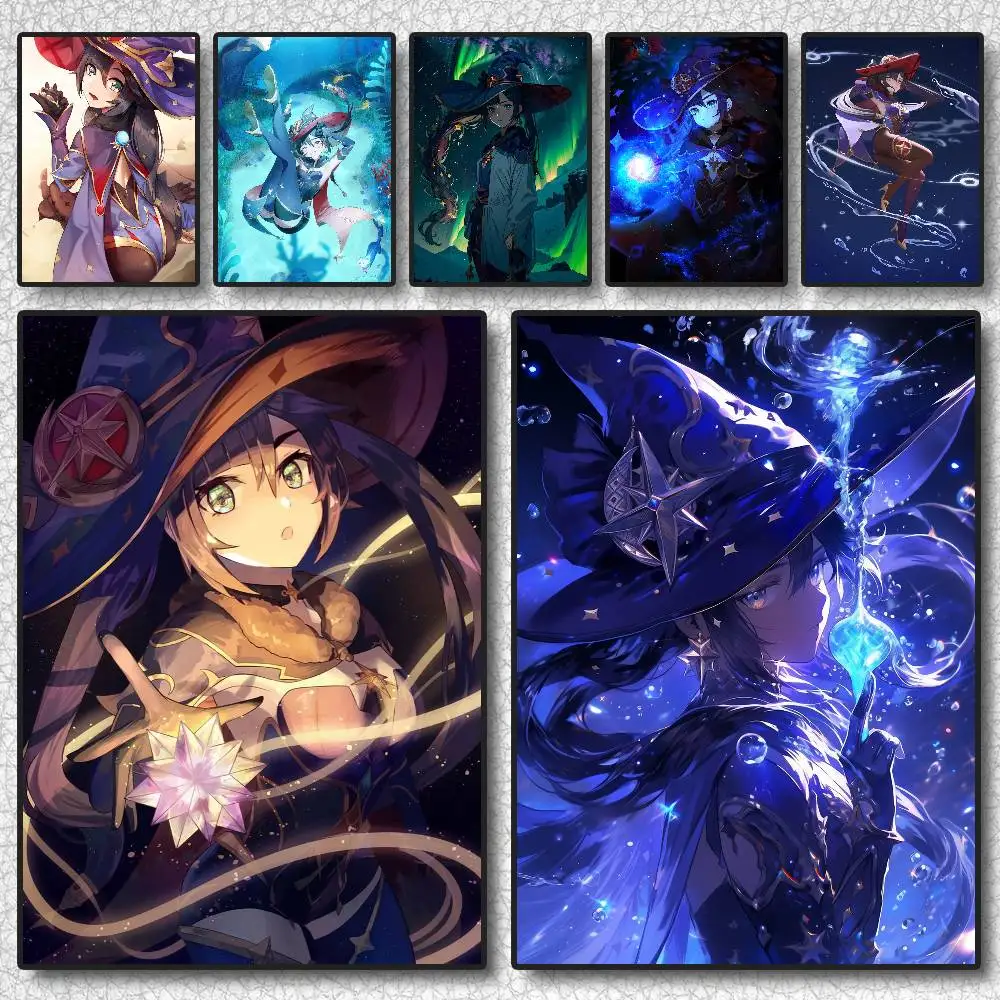 ملصق G-Genshin Impact Mona عالي الدقة على الحائط اللاصق المقاوم للماء وغرفة المعيشة المنزلية وغرفة النوم والديكور الجمالي