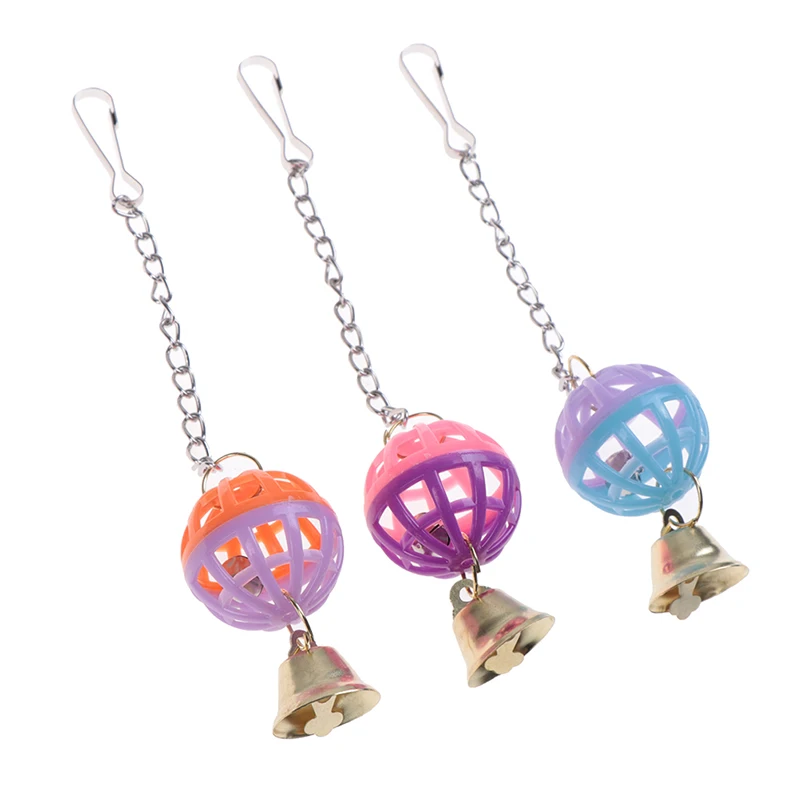 Pet Parrot Bird Cockatiel Bell Swing Ball Hanging Cage Toy Pet Supplies