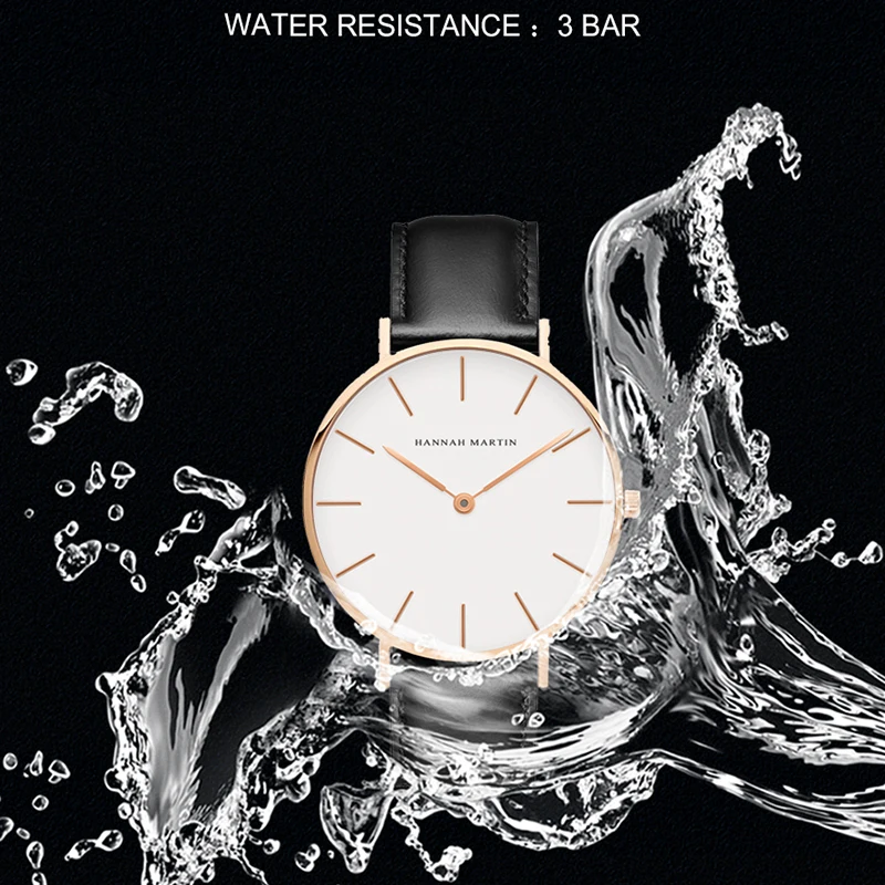 هانا مارتن السيدات حركة كوارتز جلد بني 36 مللي متر الأبيض الهاتفي المرأة العلامة التجارية الفاخرة مقاوم للماء ساعة relogio feminino es