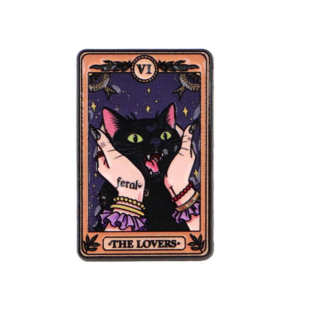 THE LOVERS Tarot Enamel Pin Black Cat Brooch Pines Lapel Pins Badge on Backpack Clothing Accessories Witch Jewelry Friends Gifts view 6