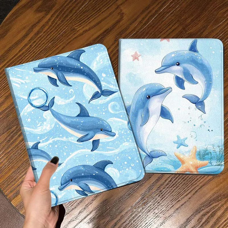 

Starfish Cat Shark Cartoon For iPad Pro Air Mini 2 3 4 5 6 7 6th 7th 10th 11th 10.2 9.7 10.5 11 Foldable Tablet Case Gift
