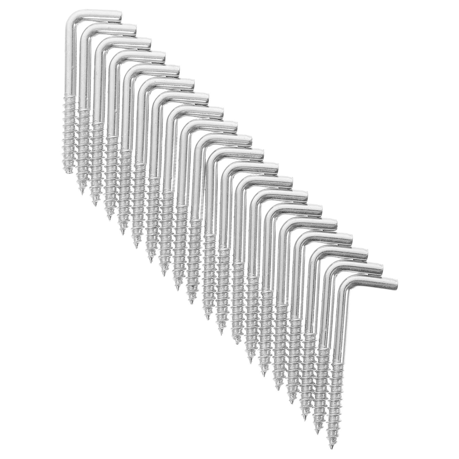 

20Pcs L Shape Screw Hooks Galvanized Steel Heavy Duty Hanging Hardware for Picture Mirror Jewelry Keys Cabinet Door Holder