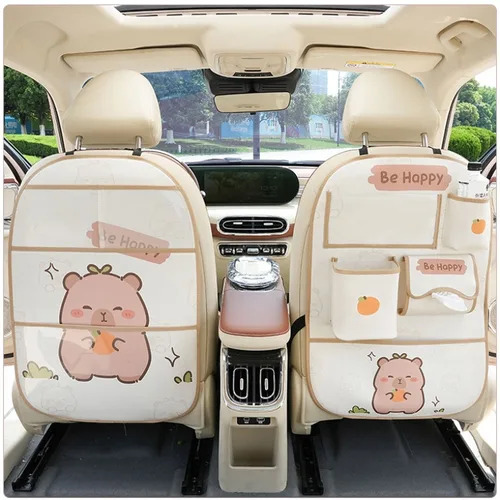 Imagen 2 del producto Almohadilla antipatadas para niños, Protector de cubierta trasera de asiento de coche para niños, bolsa de almacenamiento de alfombrilla antipatadas de dibujos animados, impermeable, 1 ud.