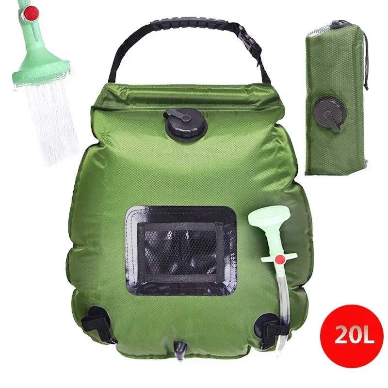 

New Water Bags 20L Outdoor Camping Hiking Solar Shower Bag Heating Camping Shower Climbing Hydration Bag Hose Switchable Shower