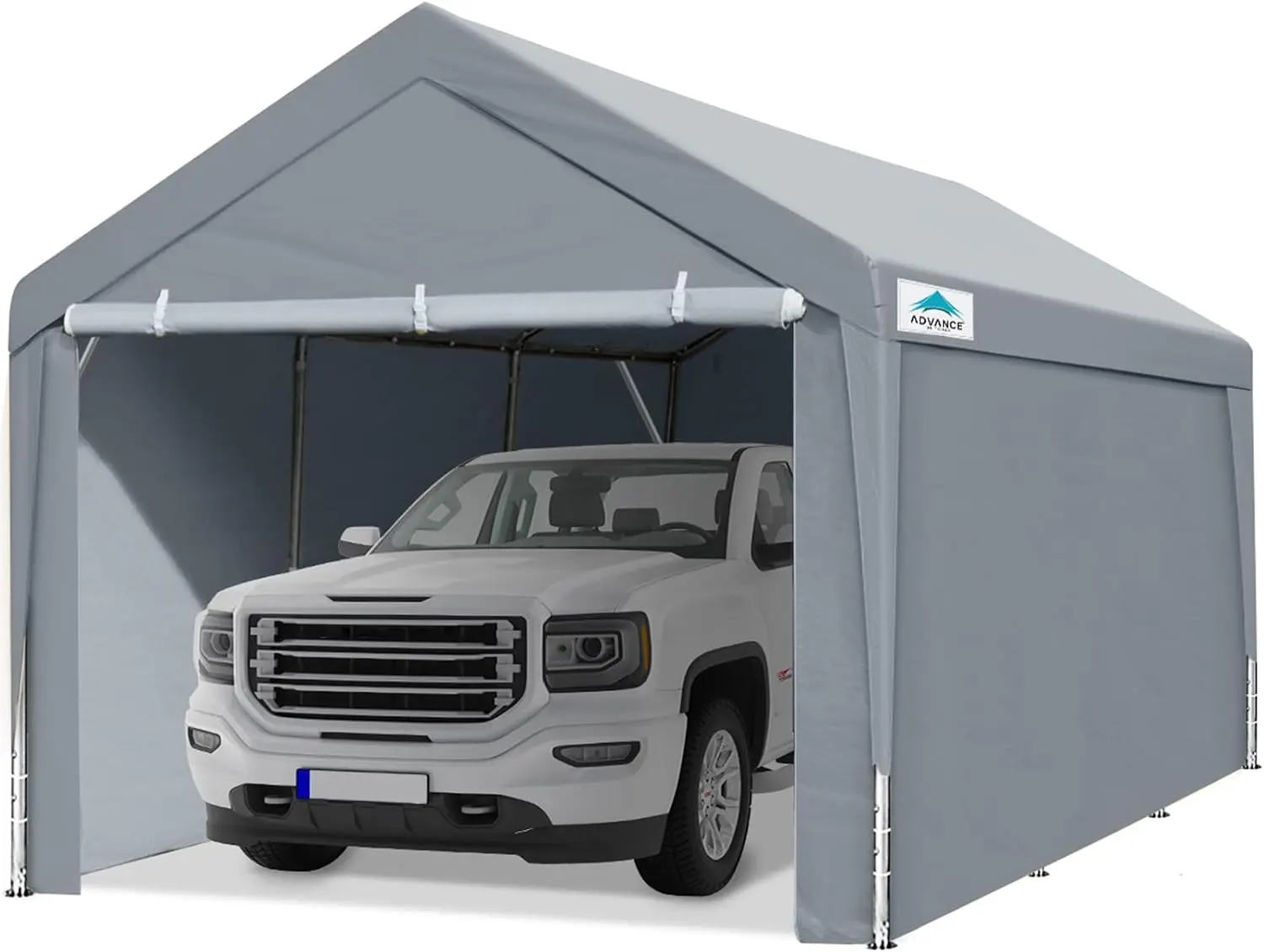 

ADVANCE OUTDOOR 10x20 Ft Heavy Duty Carport Removable Sidewalls Doors Adjustable Height Car Canopy Garage Party Tent Grey