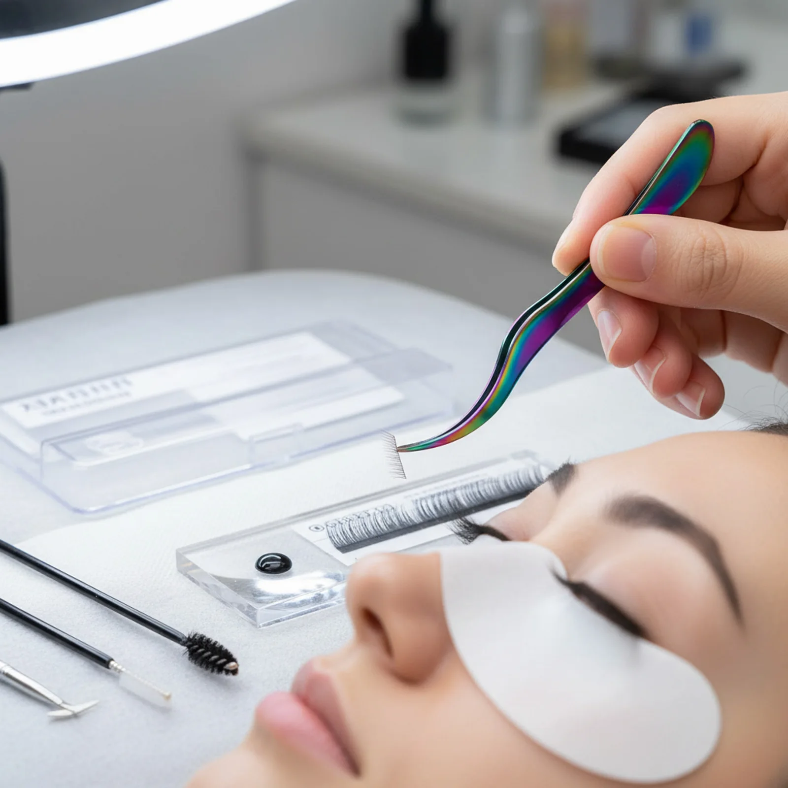 DIY ملاقط رمش الفولاذ المقاوم للصدأ طرف مستدير منحني الرموش الصناعية تطبيق تمديد أدوات صالون ماكياج المهنية #1