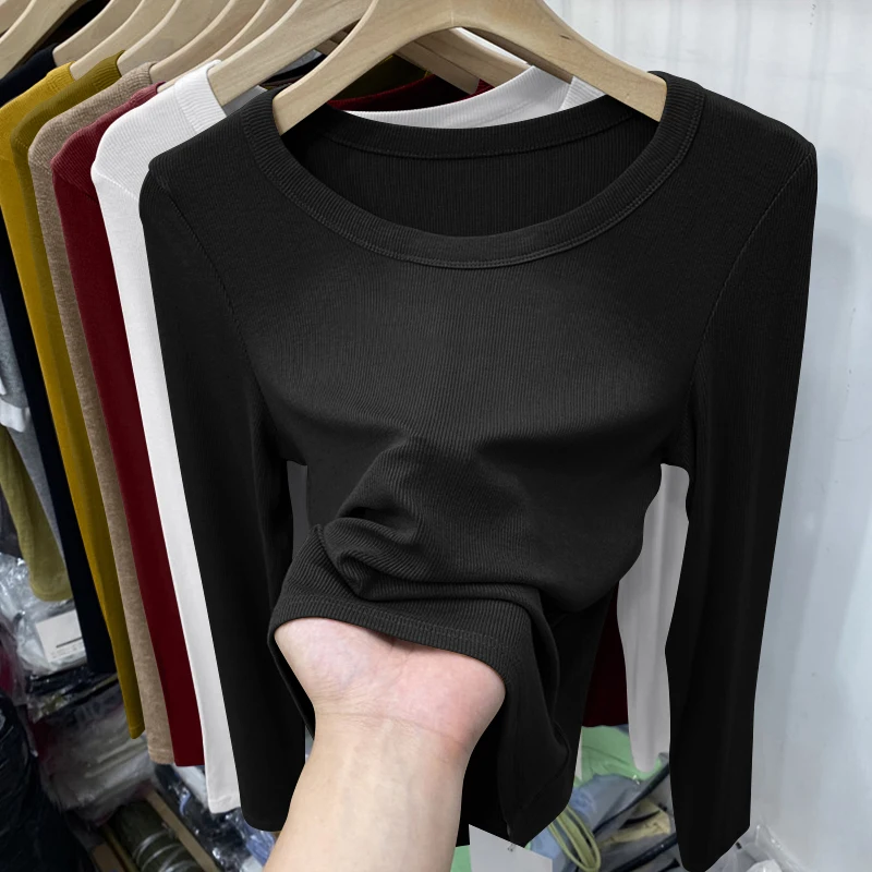 T-shirt casual lunga Sve rotonda Ne Base da donna irt Faionable oulder Fit Inizio autunno Top Pendolarismo Sle Design semplice