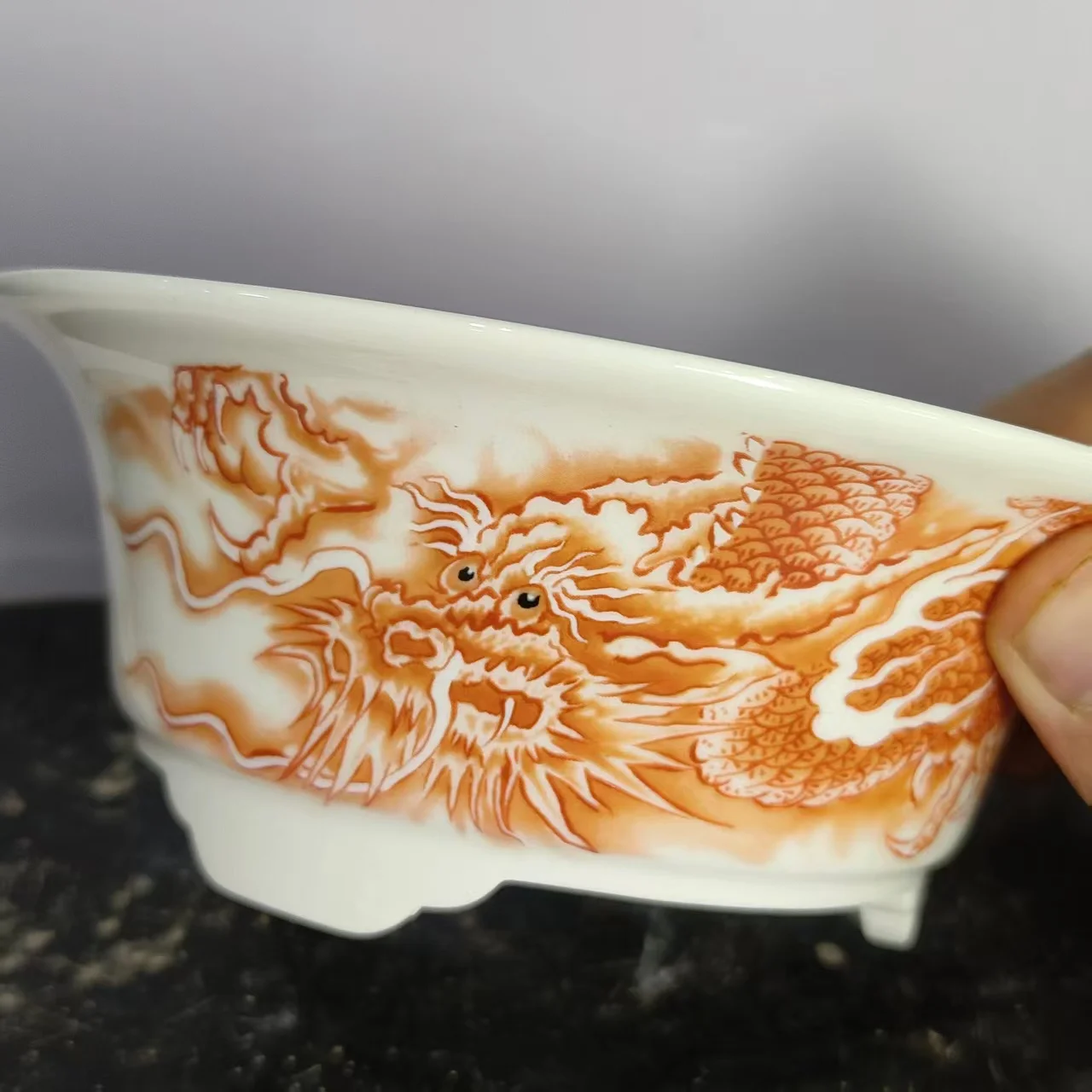 وعاء بونساي كلاسيكي غير مزج من ييشينغ كلاي مع تصميم أظافر #3