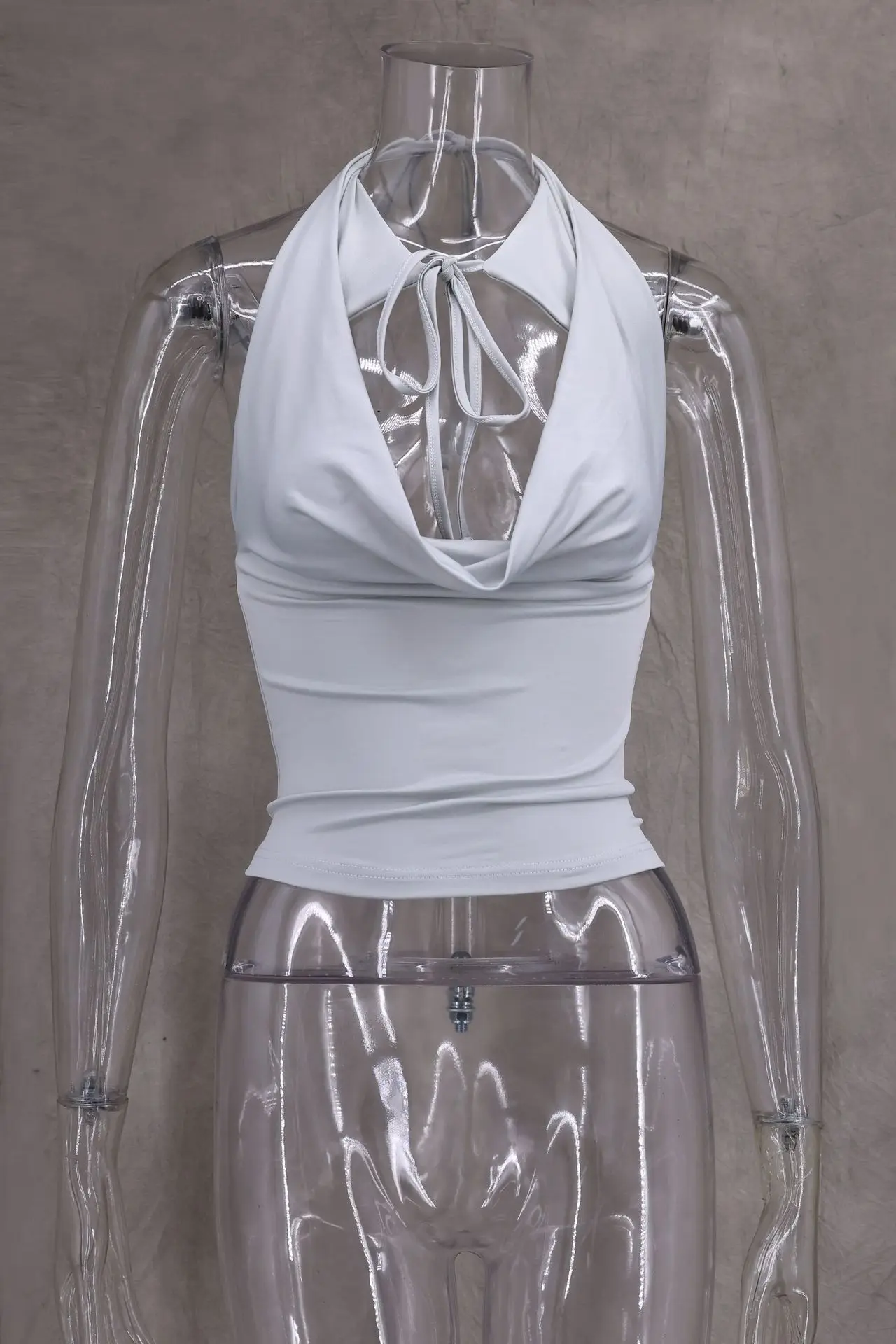 Sommer Frauen Solide Lace Up Sexy T-shirts Chic Halter-Backless Ärmellose Tank Tops Weibliche Y2K Elastizität Gestellte Junge Mädchen Top – Detail 9