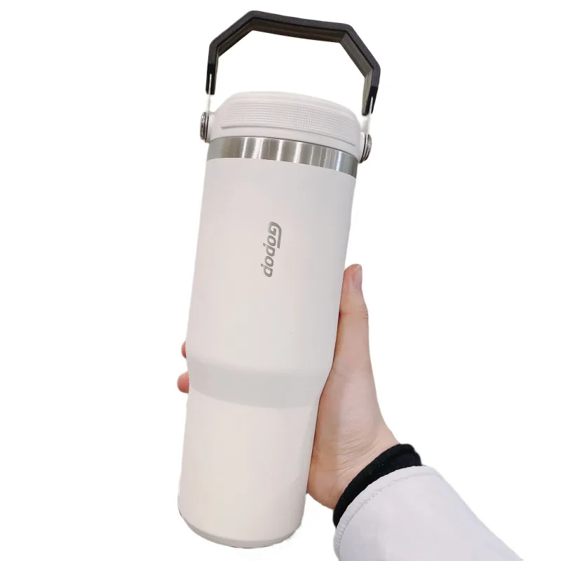 

Student portable thermos cup ladies high-value cup 304 stainless steel car design new straw cup male