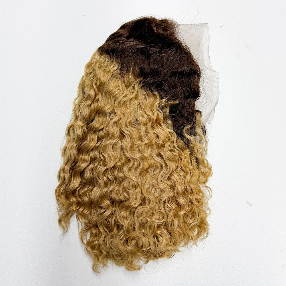 

Ombre Короткий Волнистый Боб Парик Человеческих Волос Парики 180% Плотность 13x4 Кружева Фронтальный Глубокий Волнистый Вьющийся Парик для Женщин Предварительно Сорванный Парик