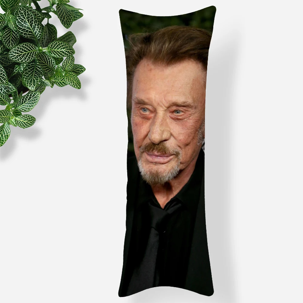 Johnny Hallyday Pillowcase Printed Satin Fabric Pillow Cover Rectangular Zipper Kawaii Body Cover Dropshipping 1.11