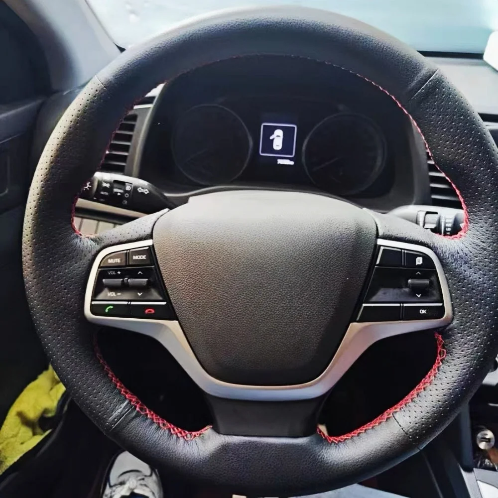 

Кастомизация автомобильного чехла на руль аксессуары ручное шитье микрофибра кожа нескользящая для Hyundai Elantra 4 2016-2019