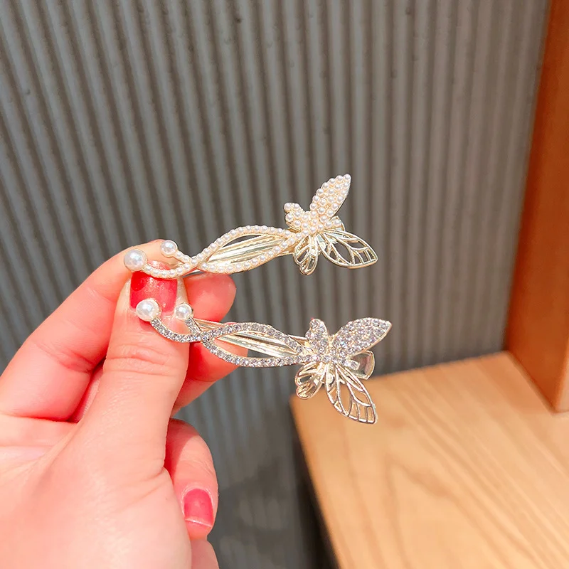 Retro-Schmetterlings-Entenschnabel-Clip, seitlicher Clip für Damen, Haarnadel auf der Rückseite des Kopfes, einzeilige Clip-Kopfbedeckung für Frauen