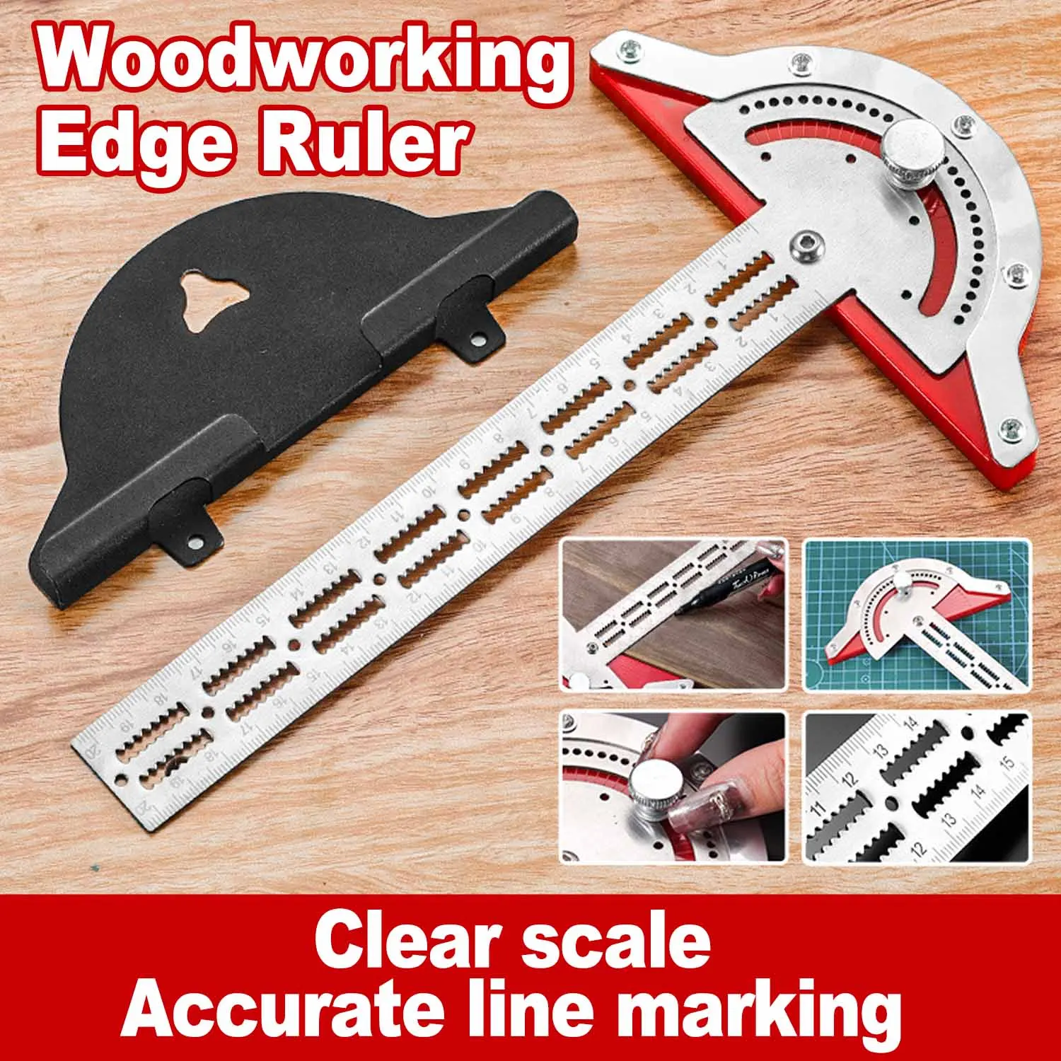 0-180 Degree Woodworkers Edge Ruler Stainless Steel Protractor Angle Precision Carpenter Measuring Tool