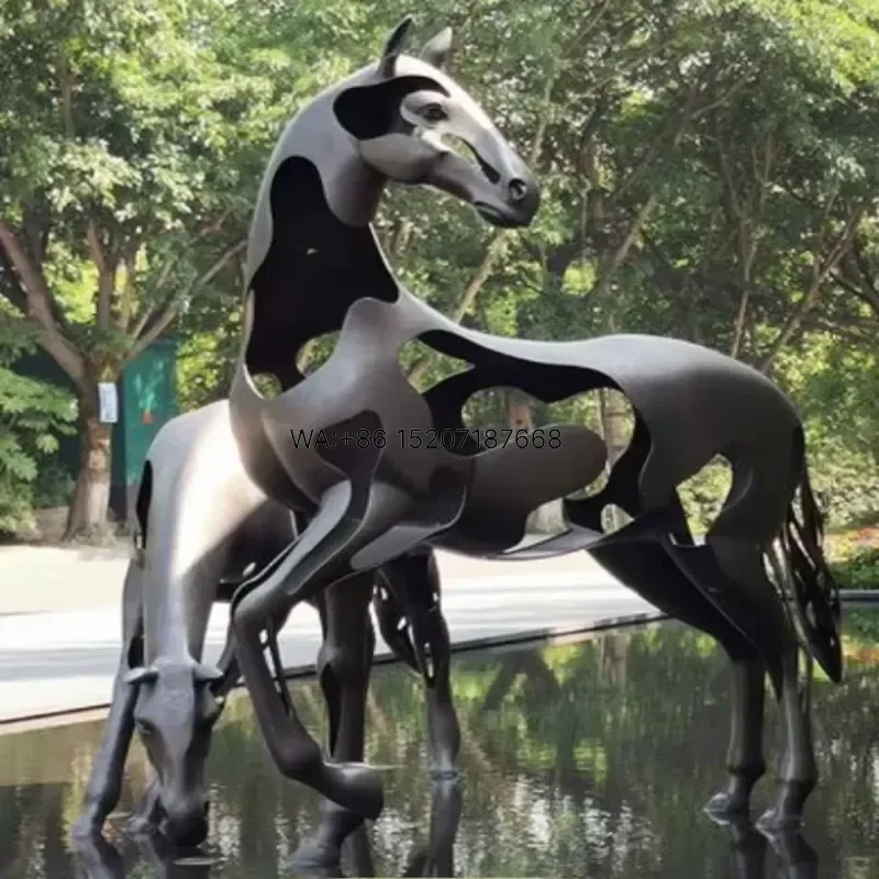 Wmwmnu Custom Outdoor Stainless Steel Hollow Horse Sculpture Animal Metal Statue for Sale