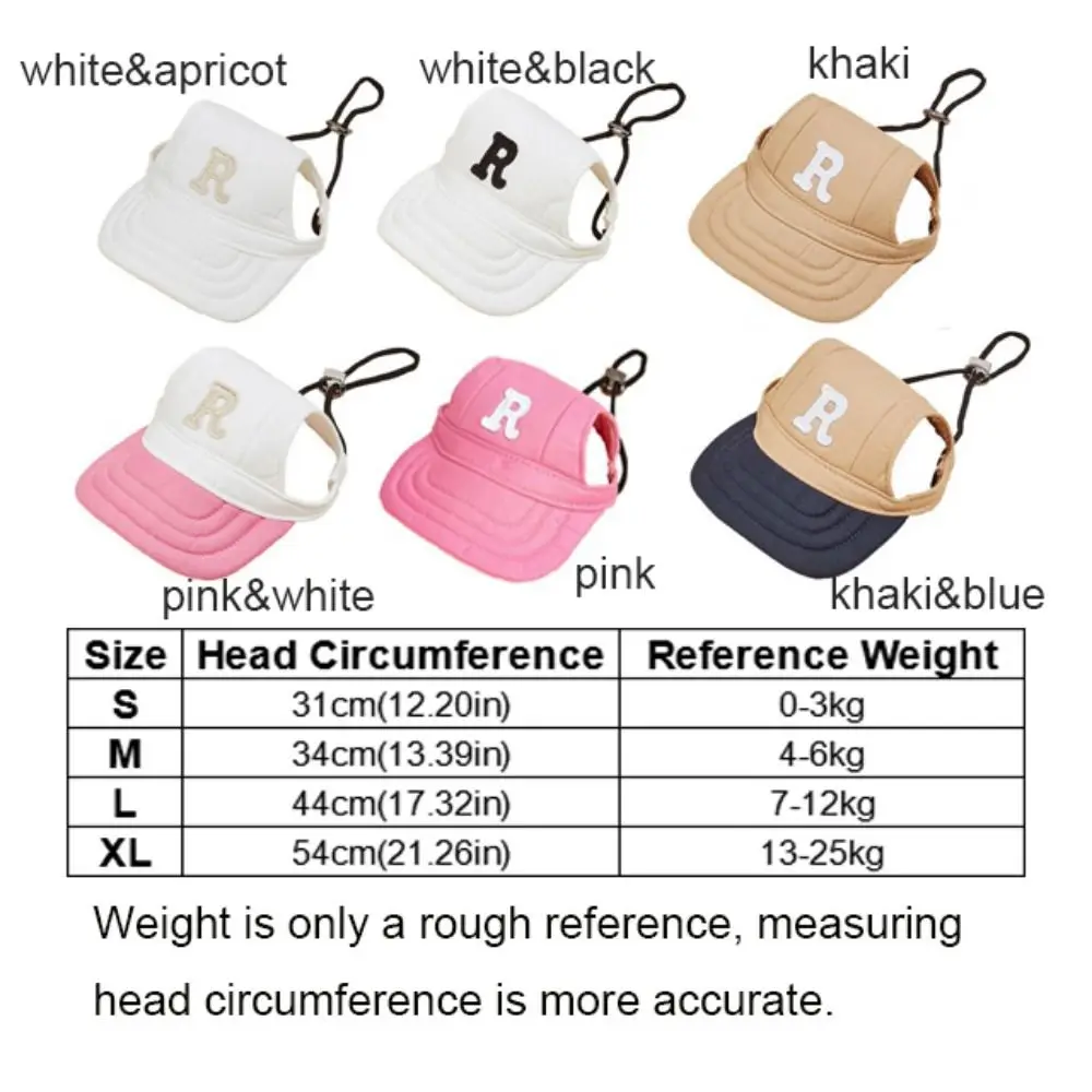 Dog Bonnet Cap Embroidered Dog Sport Letter Cap Adjustable Breathable Dog Sun Hat with Ear Holes Pet Baseball Cap Travel