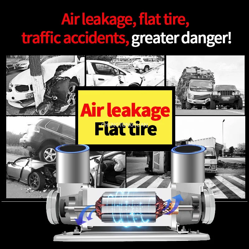 12V 24V Car Inflatable Pump Twin Cylinder 480W High Power Full Metal Car Inflator Pump Off-Road Play Sand High Pressure Filling