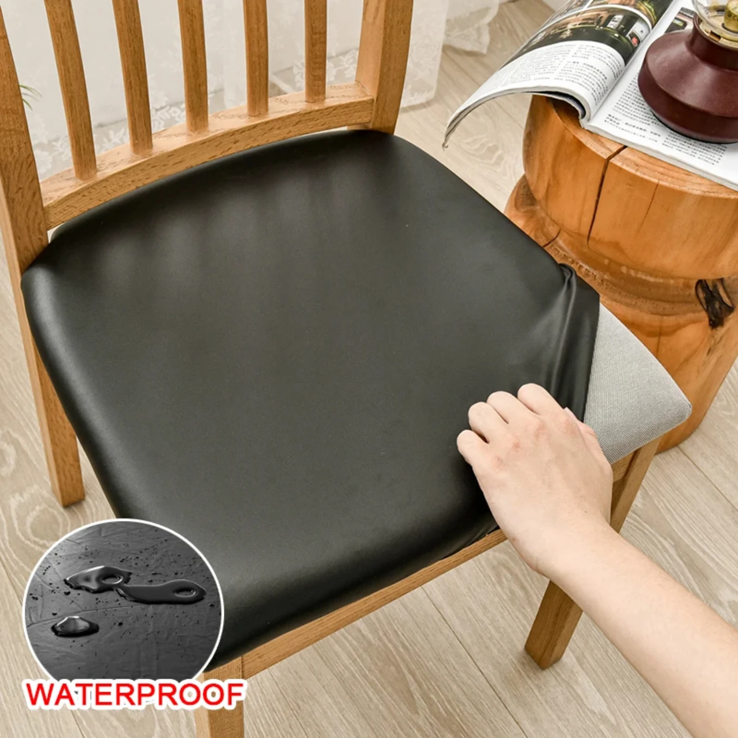 Enhance Your Homes Style with Cozy and Stylish Waterproof PU Leather Square Dining Room Chair Seat Cushion Cover! Ultimate Prot