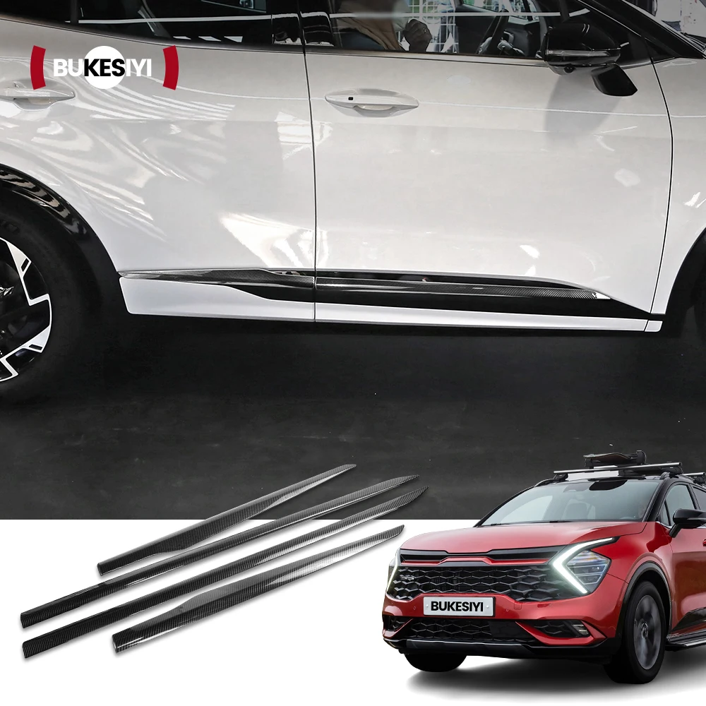 

Для Kia Sportage NQ5 2022 2023 2024 4 шт. накладка на боковую дверь, декоративная наклейка из углеродного волокна, внешняя защитная наклейка, аксессуар