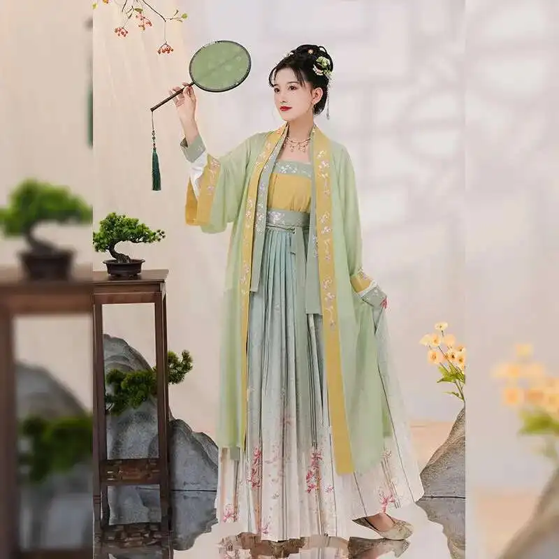 

Moyu Pavilion[The Rest Of Your Life]Женская система Song Hanfu, длинная плиссированная юбка с рукавами самолета Beizi, короткая рубашка из четырех предметов