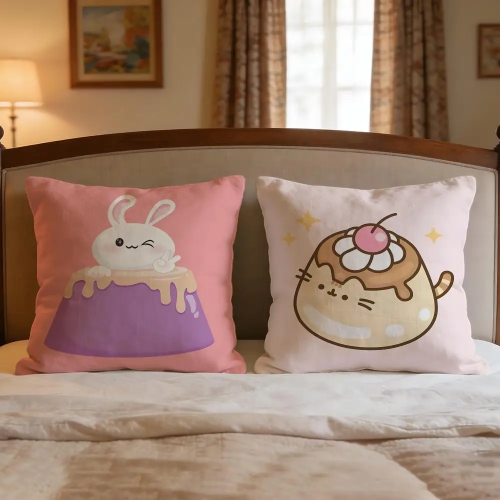 Pattern Pudding Rabbit Cushion Cover 4Pcs Decorative Covers Soft Cushion Case for Sofa Couch Decor 40x40 45x45 Pillowcases