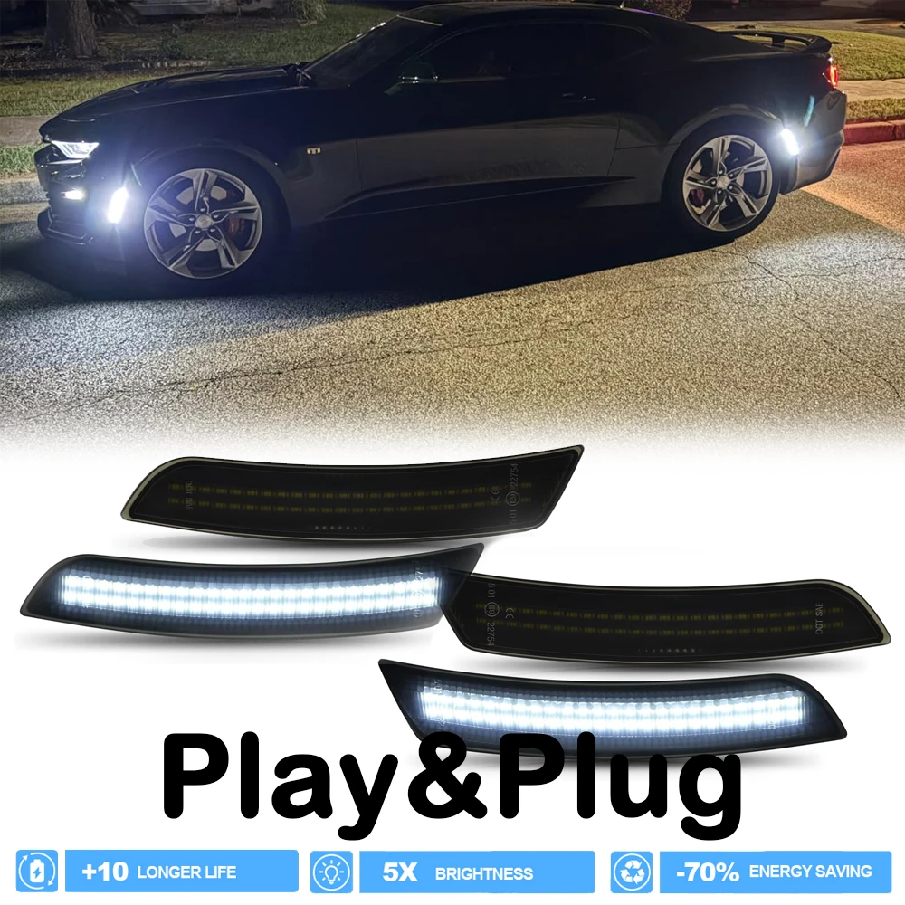 

Дымчатый светодиодный указатель поворота на переднее и заднее крыло для Cadillac CTS ATS Chevrolet Camaro LS LT SS ZL1 2016- Боковой габаритный фонарь