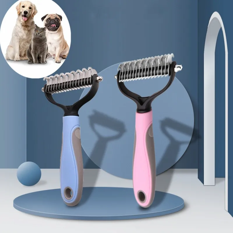 Pet Hair Removal Combs Pet Fur Knot Cutter Double sided Hairdressing Pet Combs Dog Cat Hair Shedding Combs Safe Dematting Brush