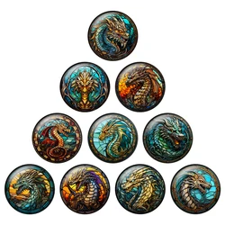 24pcs/lot Colored Western Dragon Art Patterns 8mm/10mm/20mm//25mm Round Photo Glass Cabochon Demo Flat Back Making Findings H300