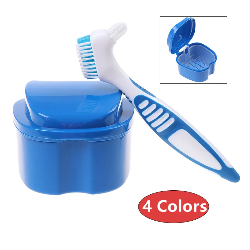 Denture Bath Box Organizer Dental False Teeth Storage Box with Hanging Net Container Cleaning Teeth Cases Artificial Tooth Boxes