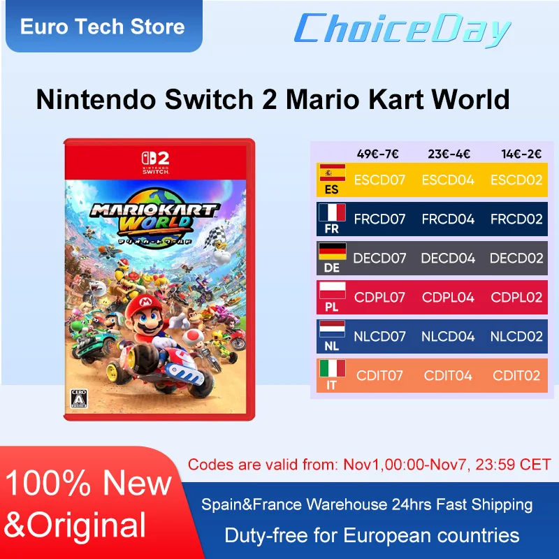 نينتندو سويتش 2 ماريو كارت ألعاب العالم العلامة التجارية الجديدة الأصلية البطاقة المادية ماريو كارت 9 سباق حفلة النوع لعبة فقط للتبديل 2