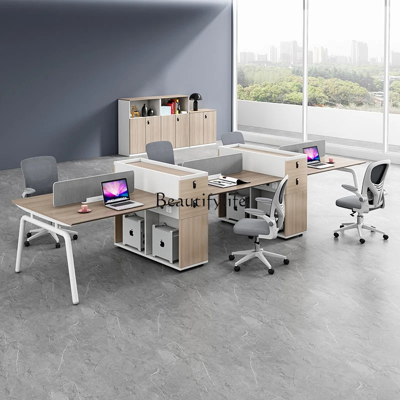 

Staff office desk and chair combination simple modern four-person staff booth