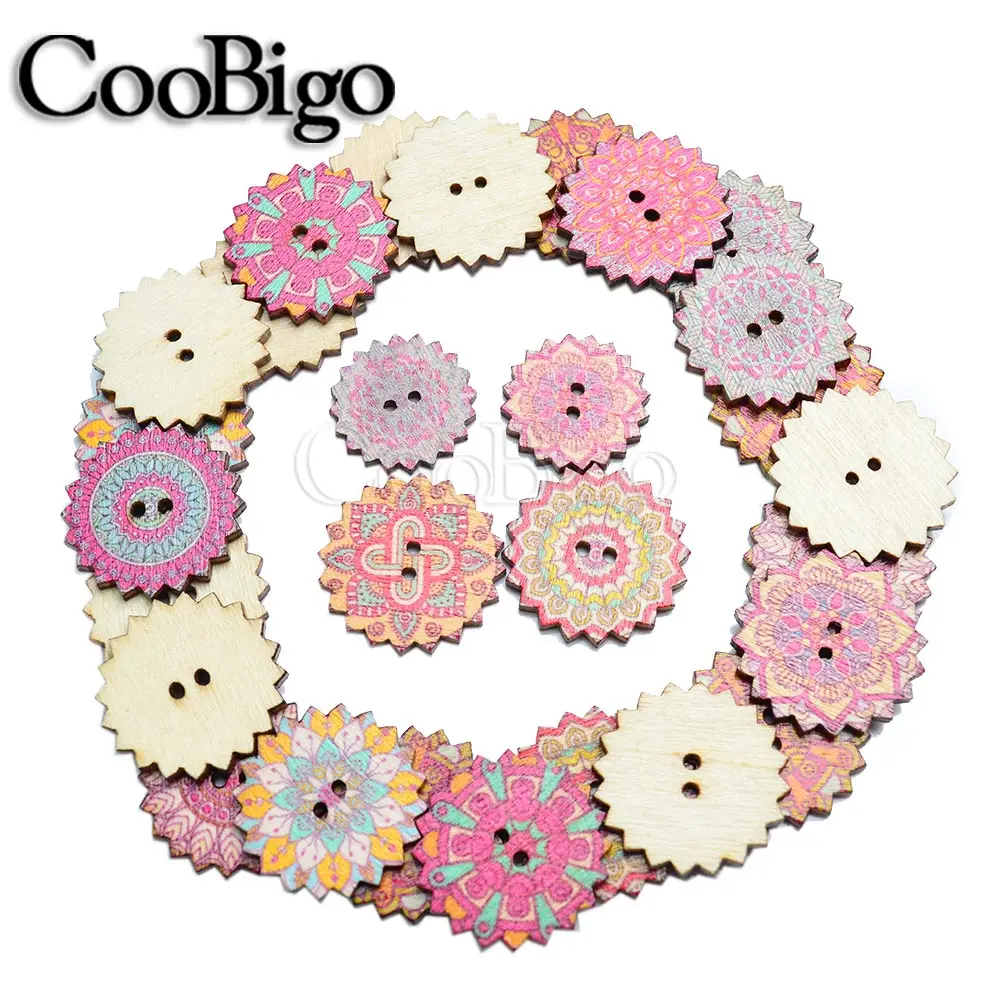 

100~500pcs Wooden Buttons 20/25mm Flower Button Fasteners DIY Crafts Christmas Party Decor Sweaters Cloth Sewing Accessories