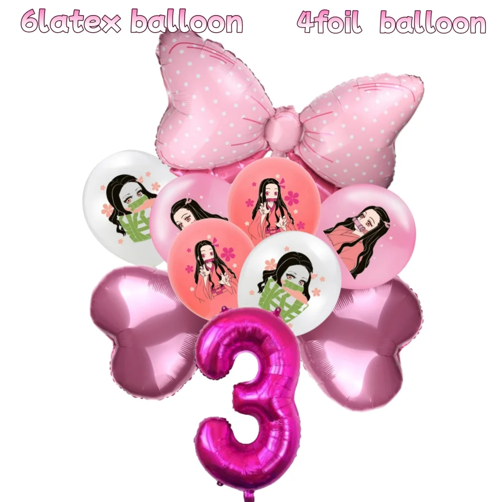 ลูกโป่งคิเมทสึ โนะ ไยบะ สีชมพู ขนาด 12 นิ้ว ลูกโป่งยางลายดาบพิฆาตอสูร สำหรับงานวันเกิด งานปาร์ตี้อนิเมะ ตกแต่งงานปาร์ตี้ คามาโดะ ทันจิโร่ ของเล่นฮีโร่